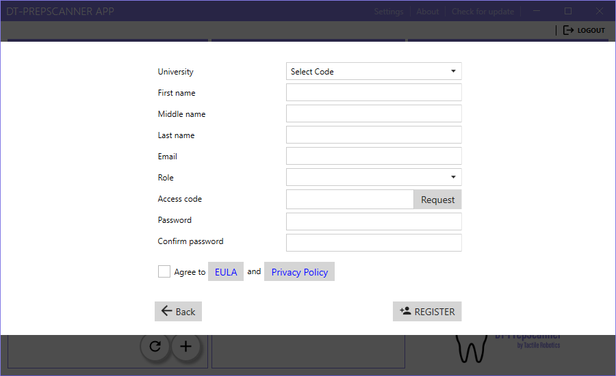 Account Registration Form Fields