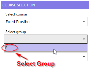 A dropdown listbox with one group 'B' selected